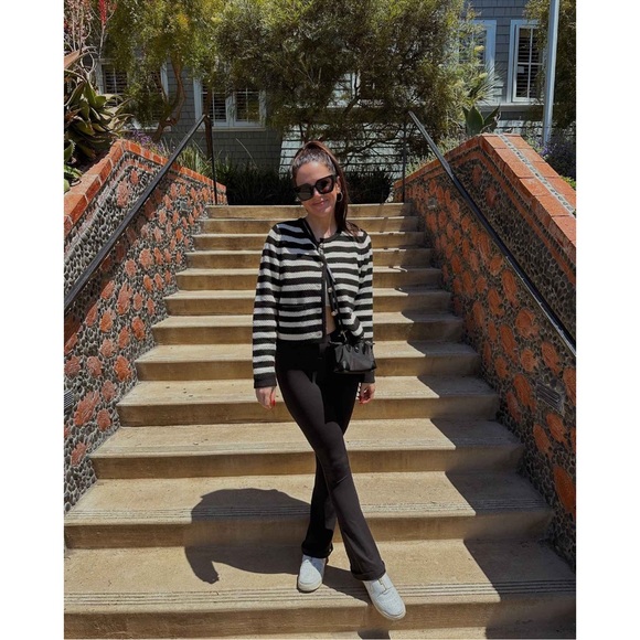 Women's Lady Cardigan - A New Day Black Striped - Picture 6 of 7